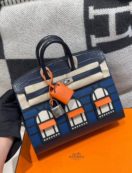 Hermès Night Sac Faubourg Birkin 20 Bleu Marine Matte Alligator