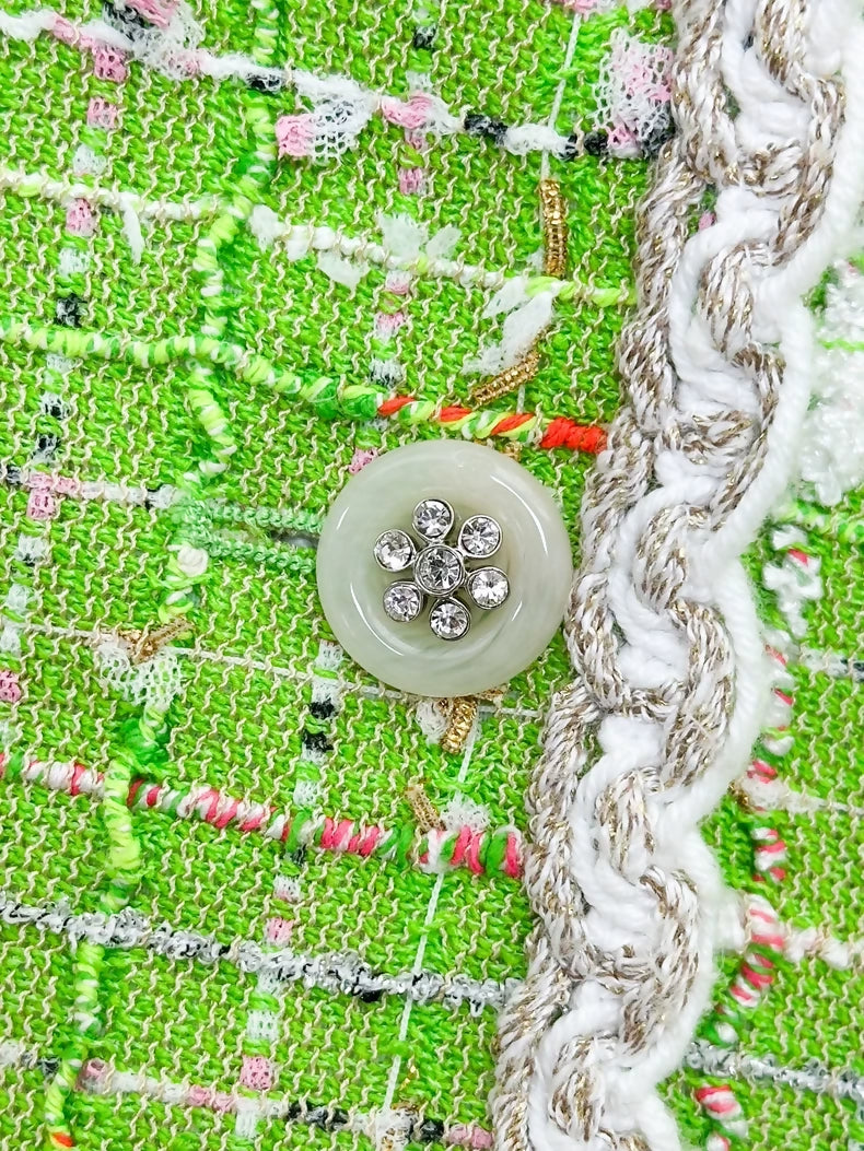 Chanel 25C hooded Green tweed jacket