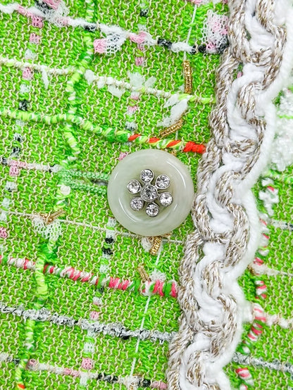 Chanel 25C hooded Green tweed jacket