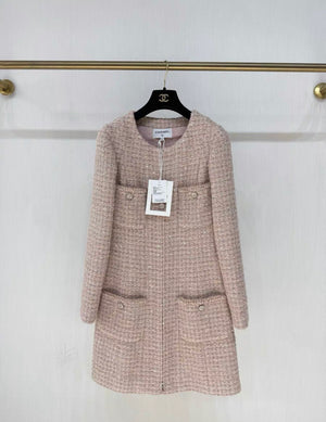 Chanel 24B Glittered Tweed Light Pink, Beige & Ecru Dress size 36 Wararni.com Chanel 24B Glittered Tweed Light Pink, Beige & Ecru Dress size 36 Wararni.com