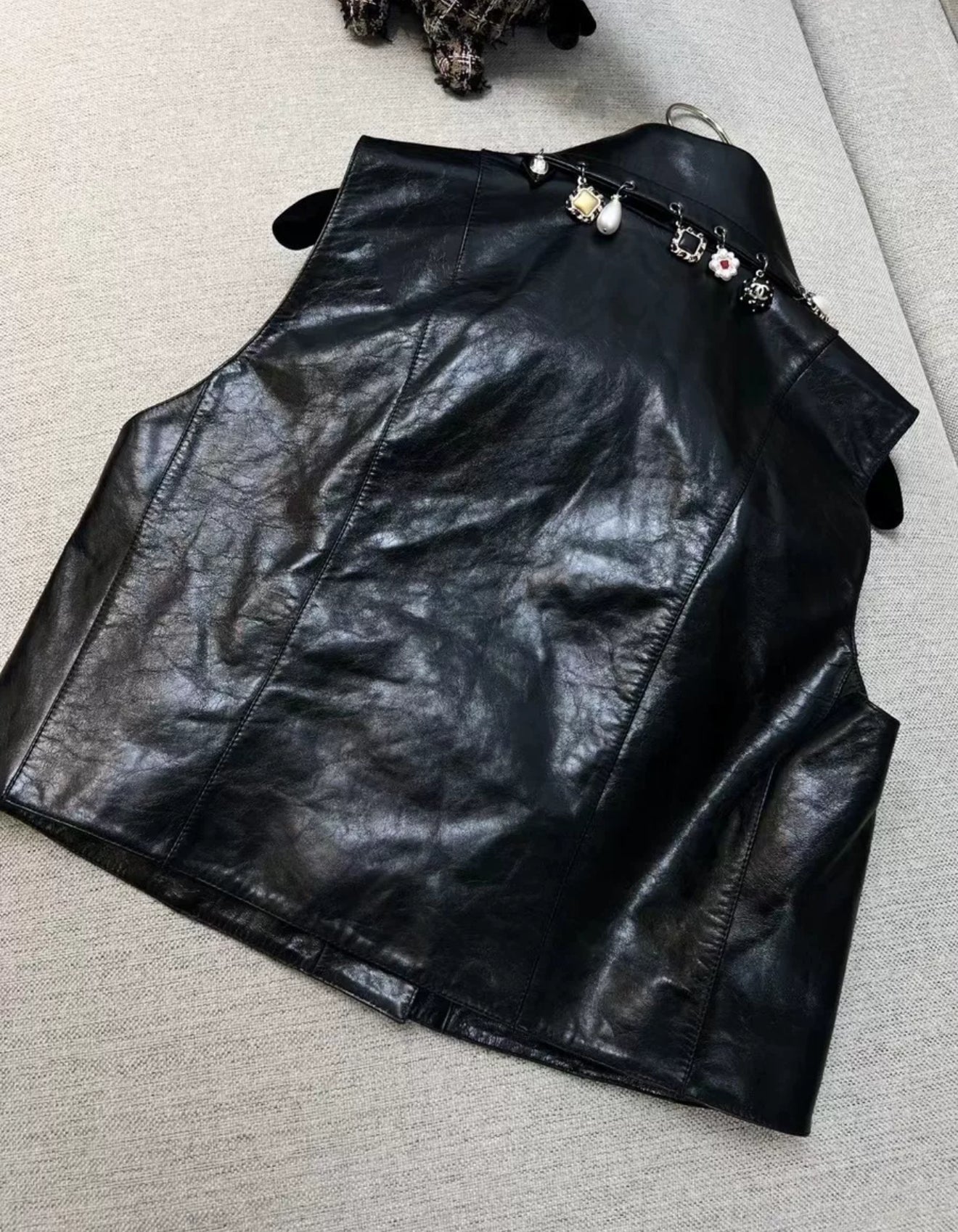 Chanel 24A black leather vest