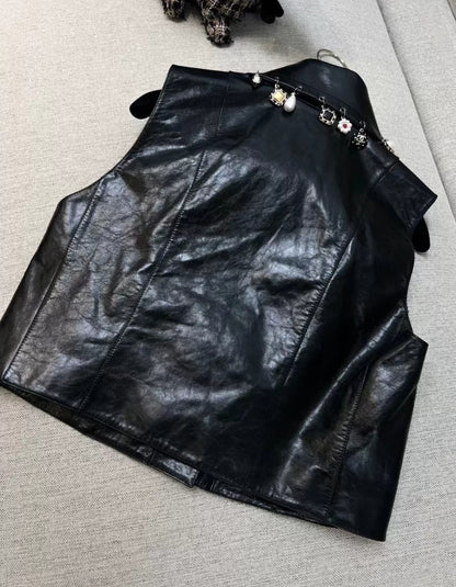 Chanel 24A black leather vest