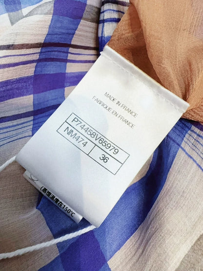 Chanel 23P Blue and White Silk CC Logo Pants