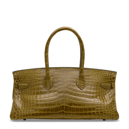 Hermes JPG Birkin Shoulder Vert Anis Shiny Crocodile Leather Palladium Hardware