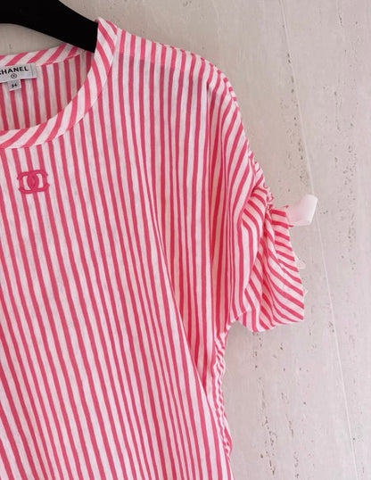 Chanel 19C Pink and White Striped Dress