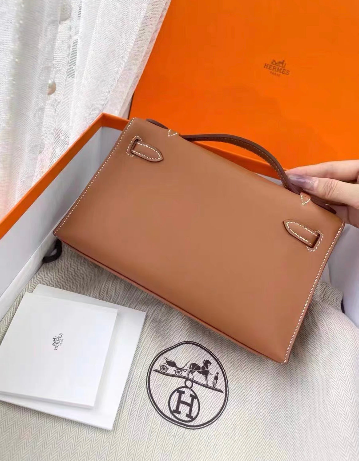 Hermes Mini Kelly Pochette Gold Swift Leather Gold Hardware