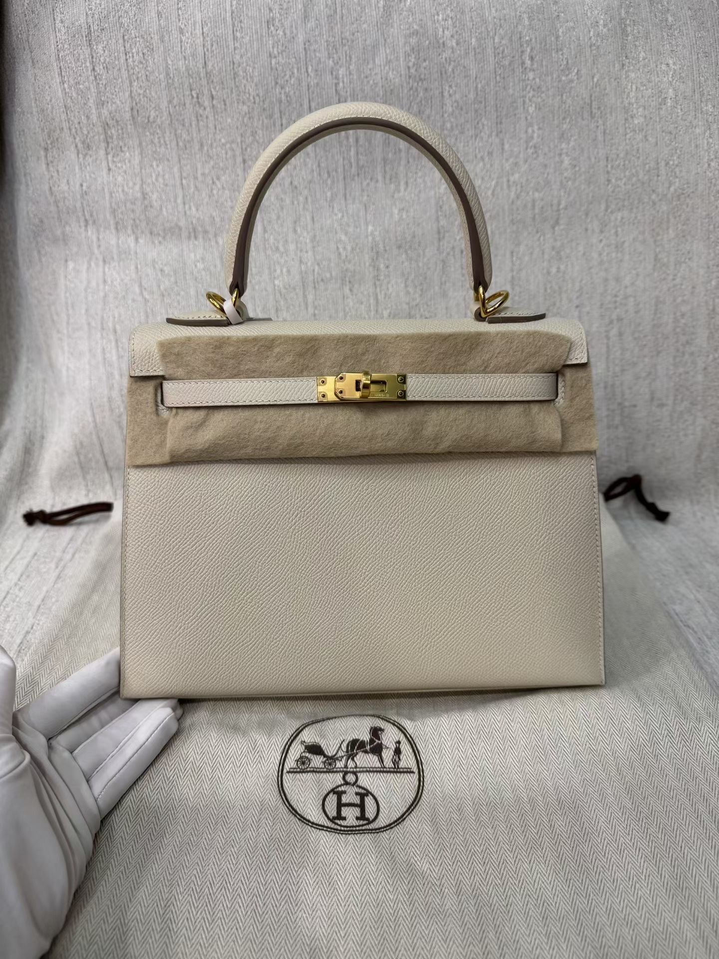 Hermes Kelly 25 Crai Epsome leather gold hardware