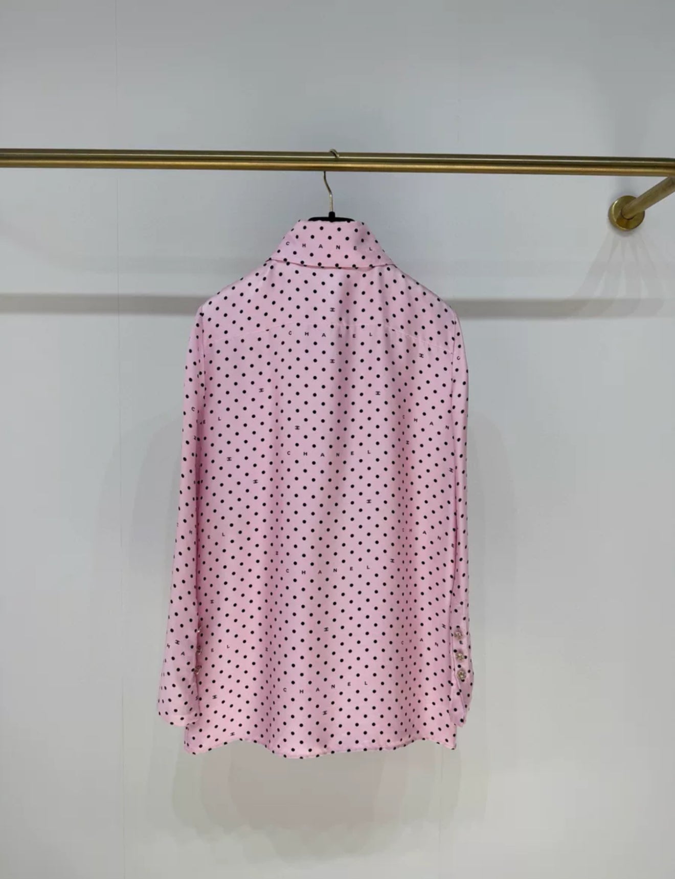 Chanel 24P pink polka shirt