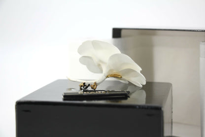 Chanel Vintage 81-85 Silk Small Size White Camellia Brooch