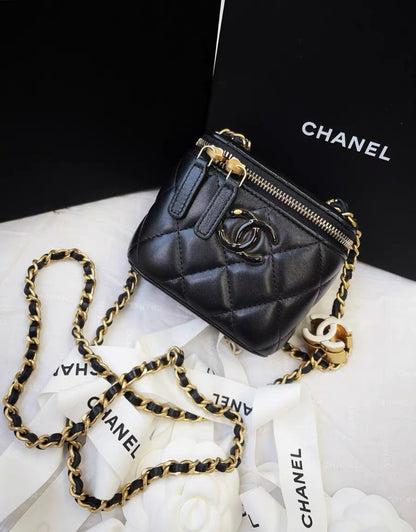 Chanel 24A Black Clutch With Chain