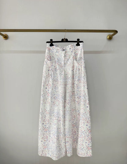 Chanel 25C Fish Print wide-leg pants