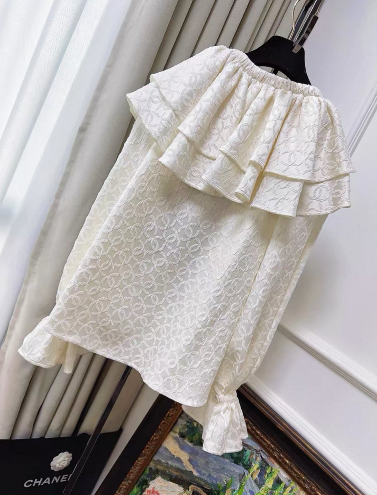 Chanel 25k écru double C pattern shirt