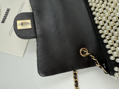 Chanel 19S Pearl-Embellished Mini Rectangular Flap Bag