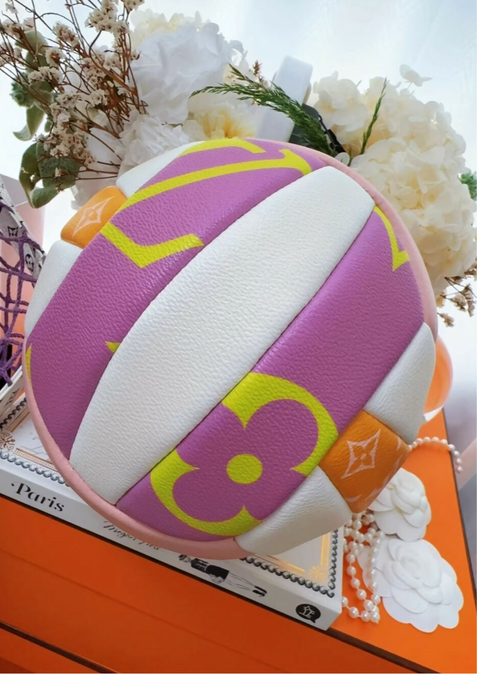 Louis Vuitton SS20 Pink White Black Monogram Giant Volleyball Purple Net Bag