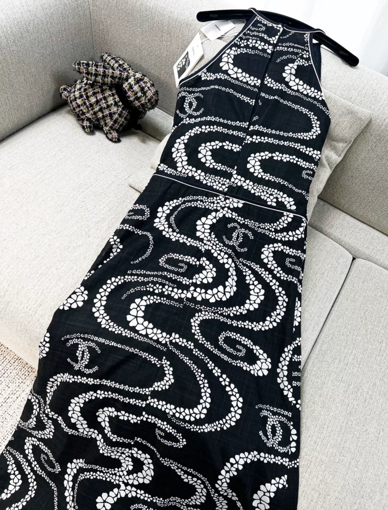 Chanel 25M black and white printed dress