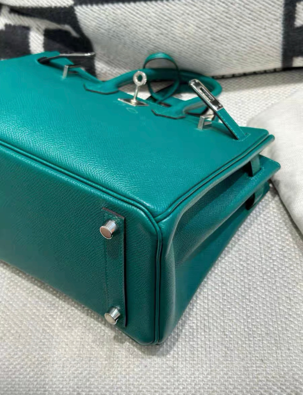 Hermes Birkin 25 Malachite Green Epsom leather Palladium hardware