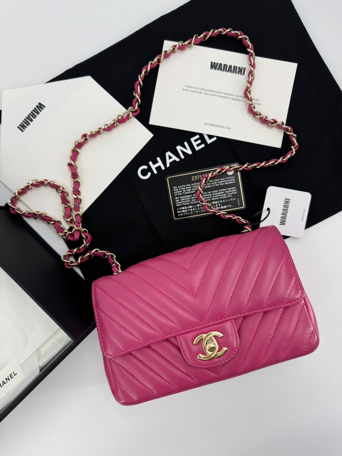 Chanel pink Lambskin Chevron Quilted Medium Double Flap