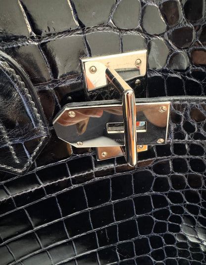 Hermes Birkin HAC 50 Haut A Couroies Bleu Marine shiny Porosus Crocodile Palladium Hardware