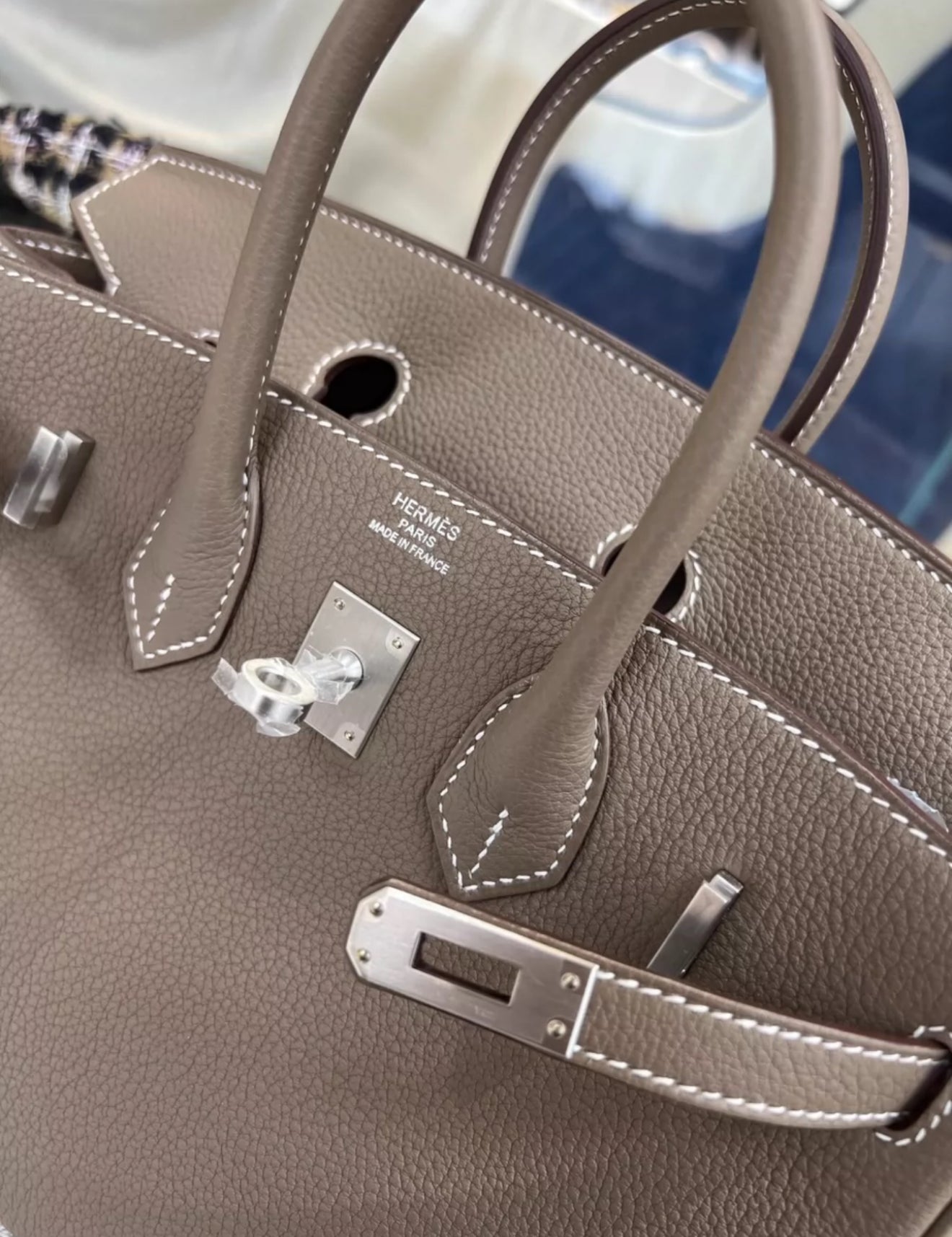 Hermes Birkin 25 Étoupe Togo Leather Brushed Palladium Hardware