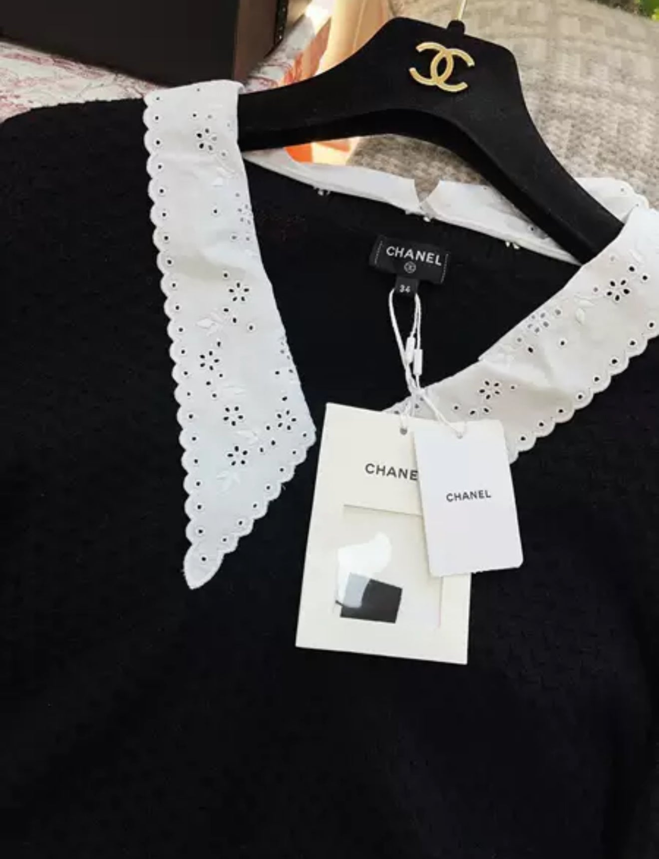 Chanel 24A black cashmere top size 34