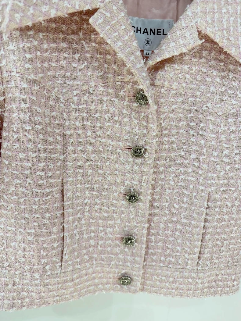 Chanel 24P Pink tweed Short-Sleeve Jacket