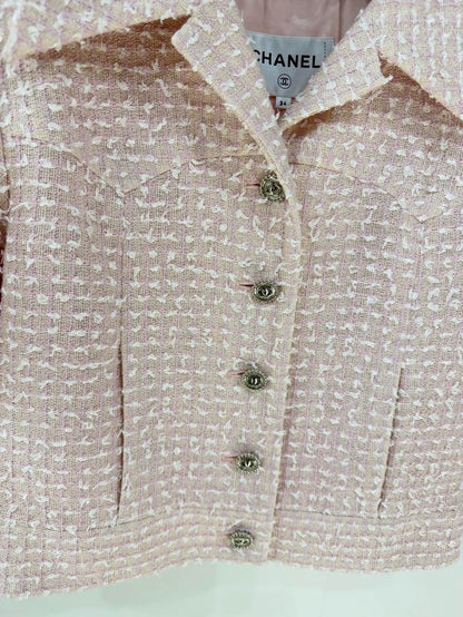 Chanel 24P Pink tweed Short-Sleeve Jacket