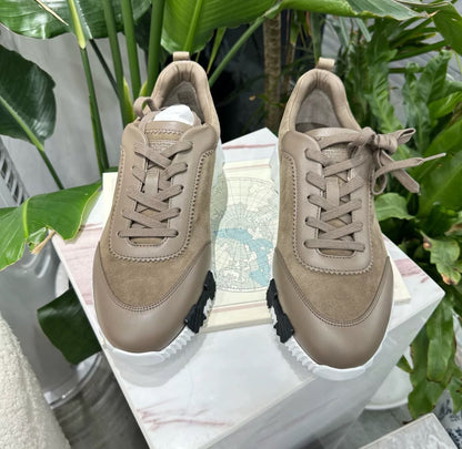 Hermes Men's Etoupe Suede Brume Bouncing 42 Sneaker