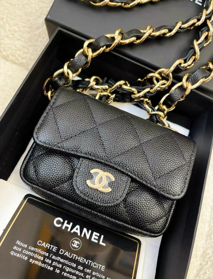 Chanel 21B Caviar Mini Chain Belt bag Gold Hardware