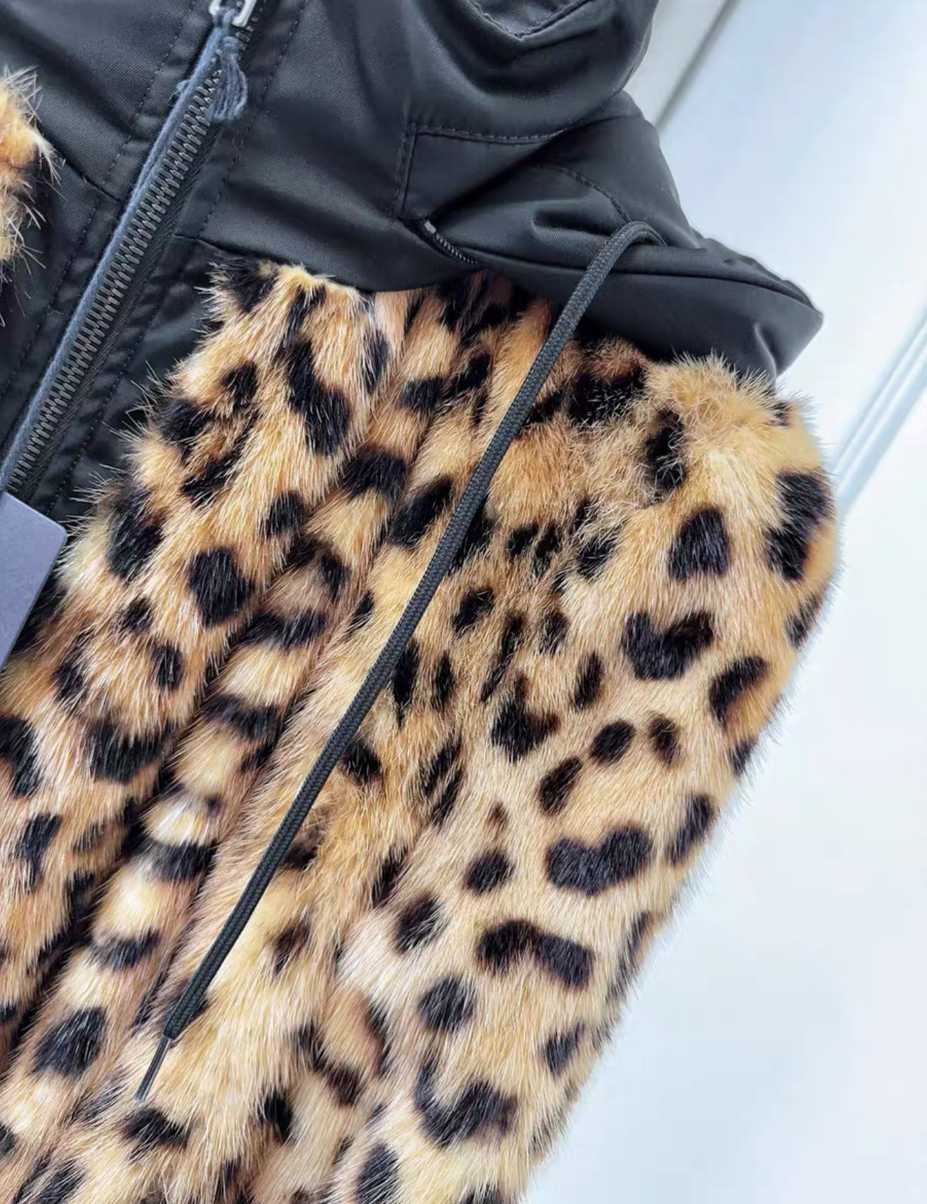 Prada leopard print hooded mink fur coat