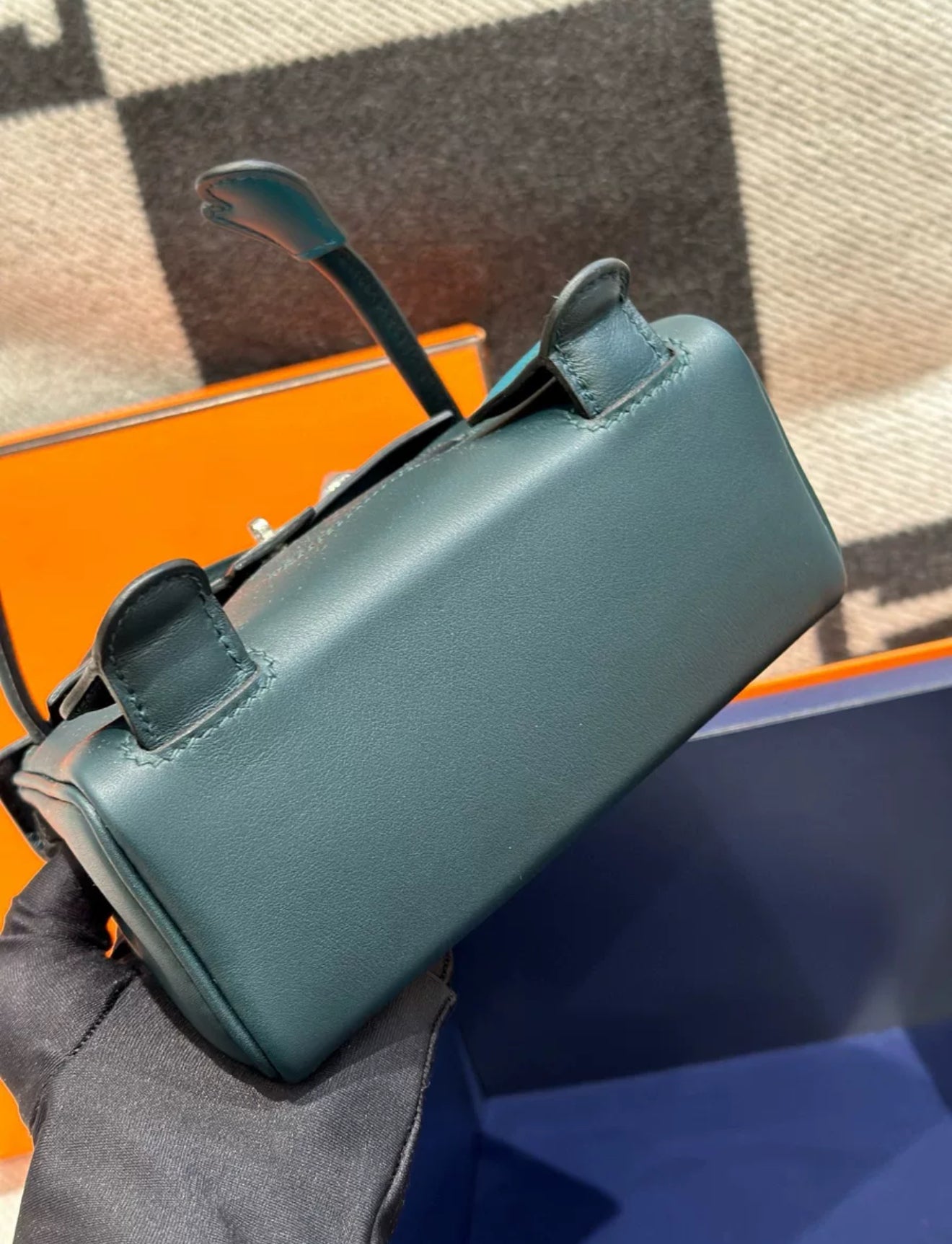 Hermes kelly doll Green Cypress Swift leather with Palladium