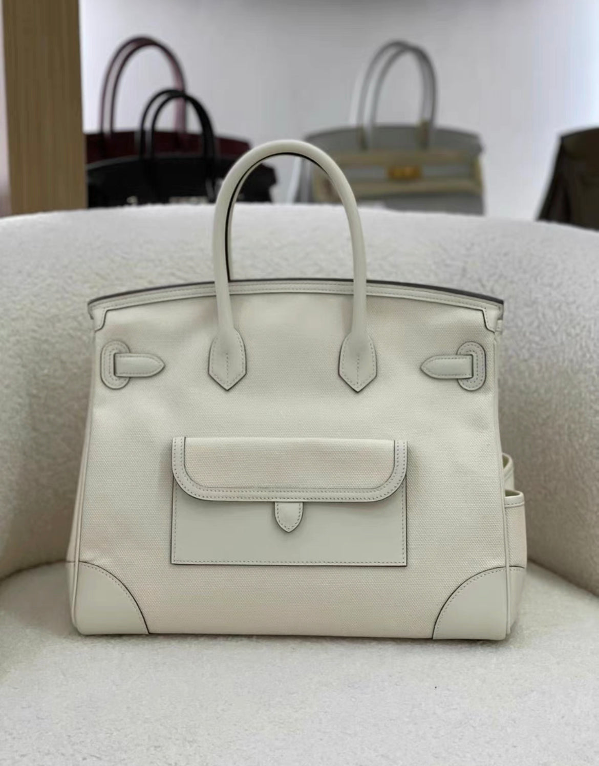 Hermès Birkin Cargo 35 Nata Toile and Swift Palladium Hardware