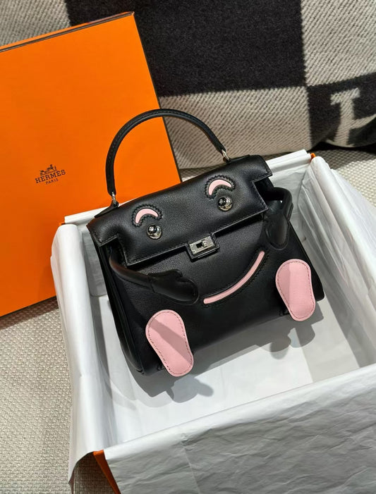 Hermès Kelly Doll Black & Pink Palladium Hardware
