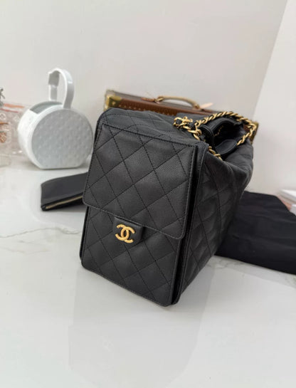 Chanel 25 hobo bag Black Leather Gold hardware