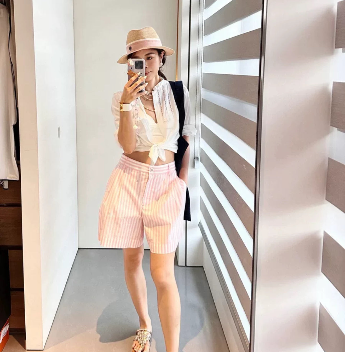 Chanel 24M Pink Striped Shorts