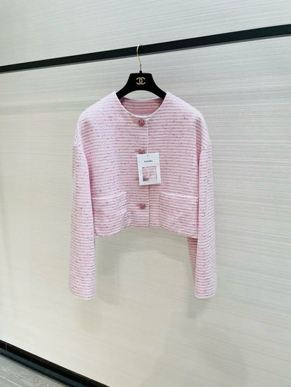 Chanel 24C pink striped jacket