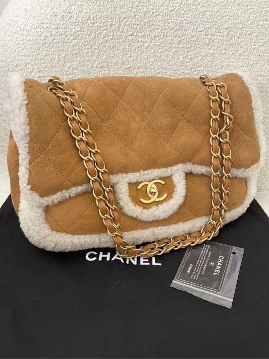 Chanel 18 Shearling Coco Neige Flap Bag Jumbo