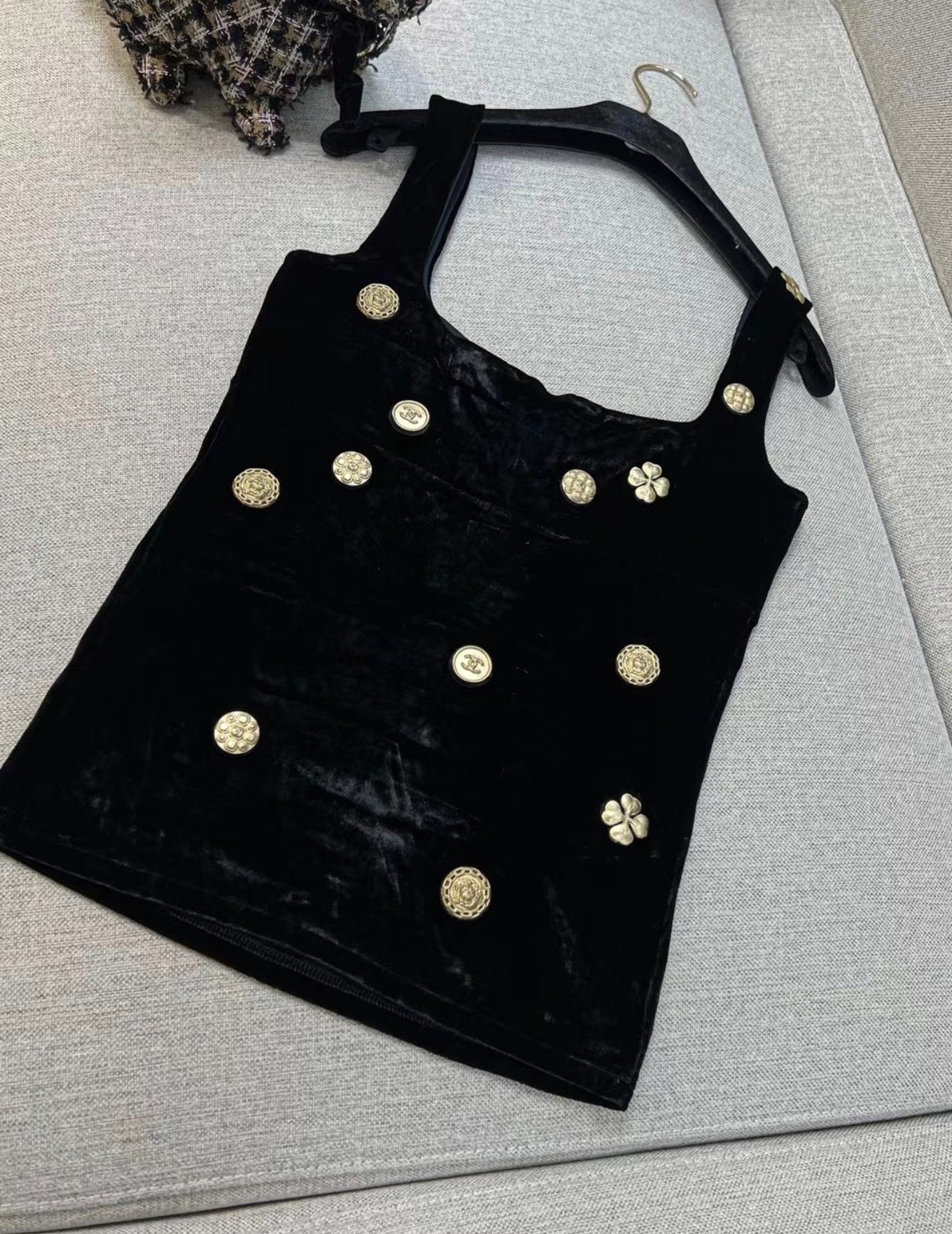 Chanel 21A black Velvet top