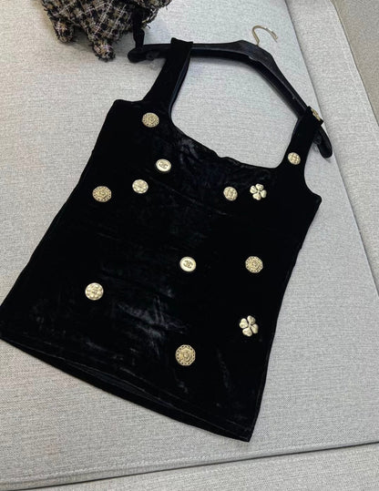 Chanel 21A black Velvet top