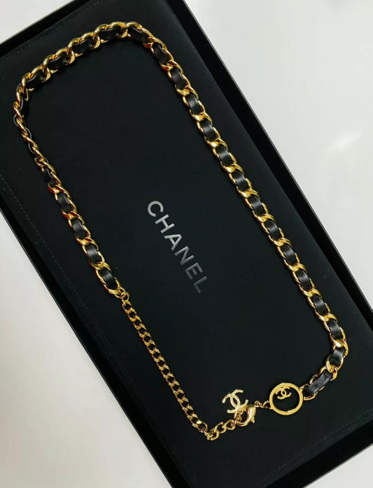 Chanel 24B Gold Leather Waist Chain