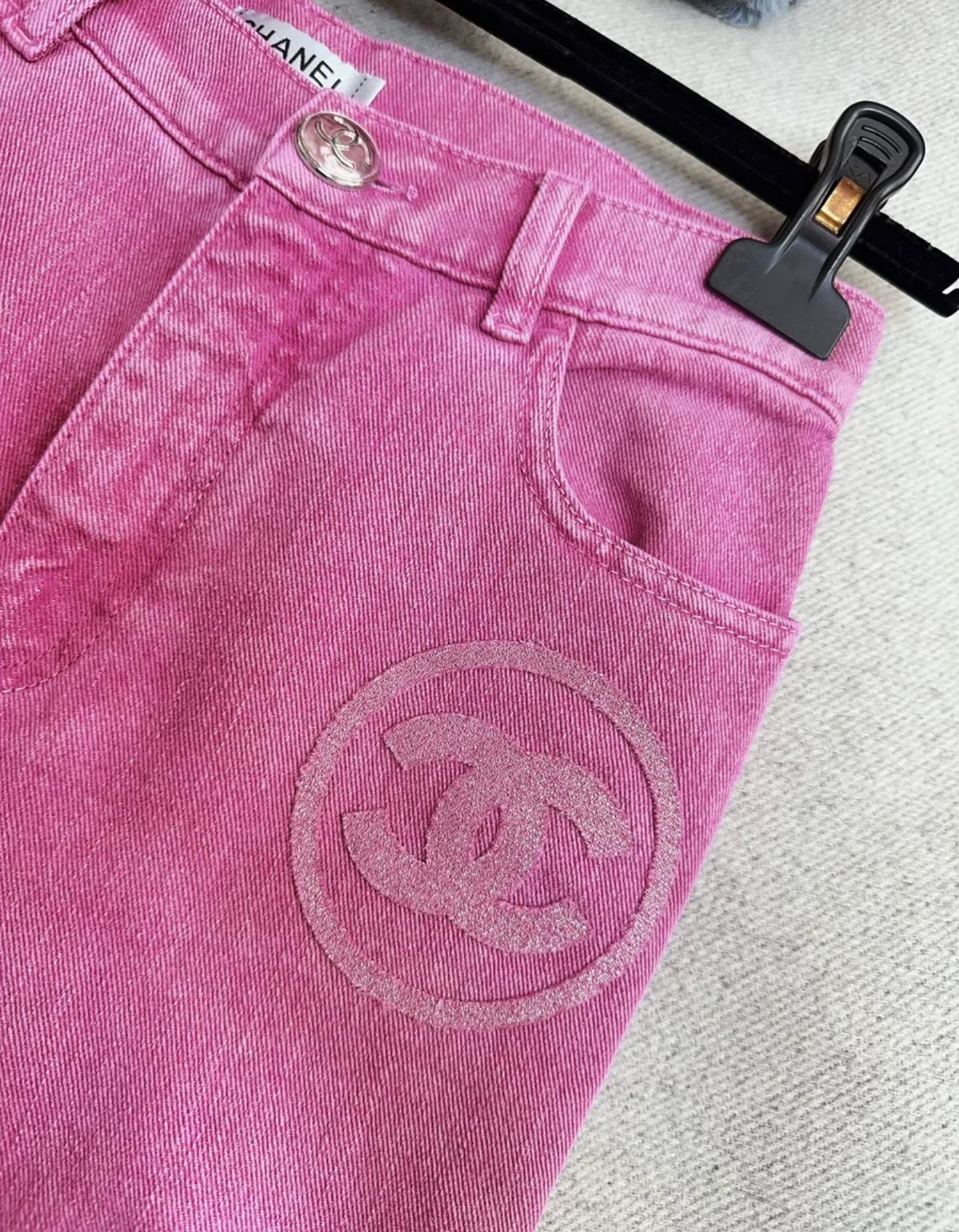 Chanel 23P Pink Denim Pants