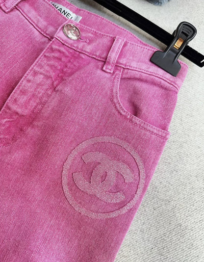 Chanel 23P Pink Denim Pants
