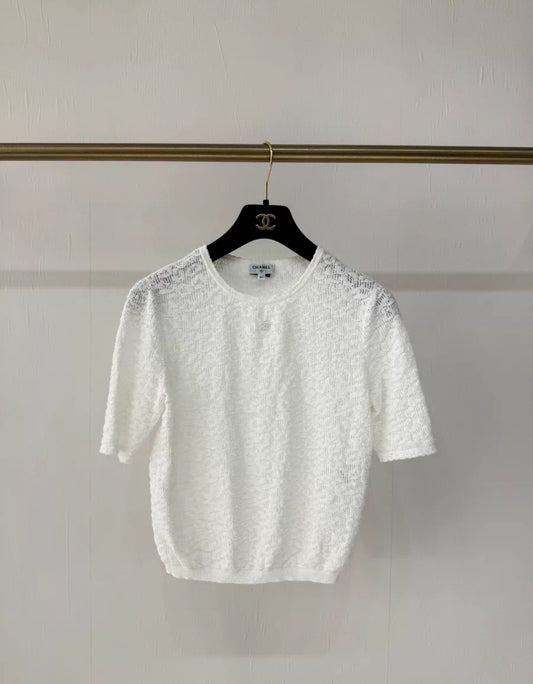 Chanel 22P white lace top T-shirt