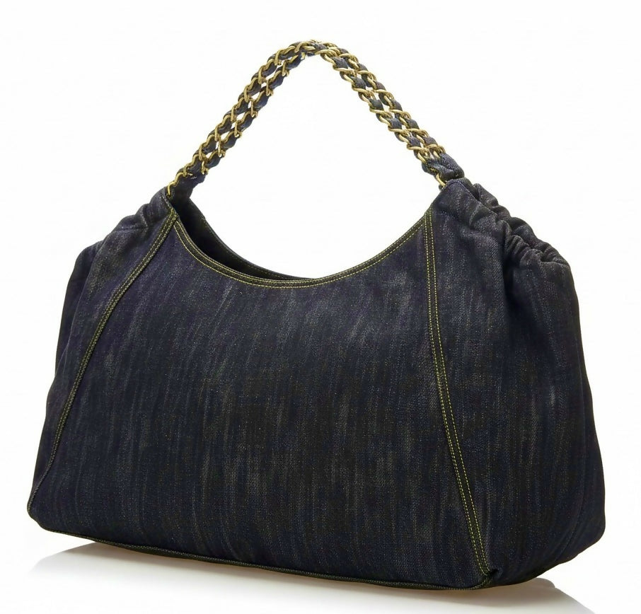 Chanel Blue Denim XL Coco Cabas Timeless Tote Bag with Pochette