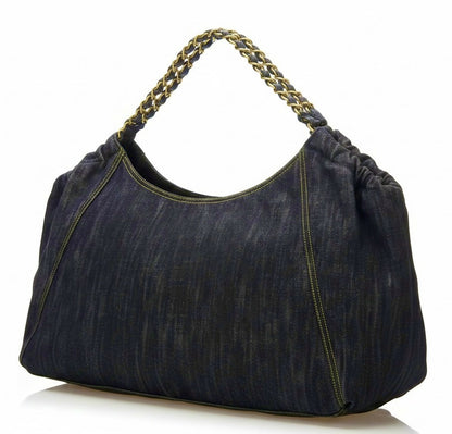 Chanel Blue Denim XL Coco Cabas Timeless Tote Bag with Pochette