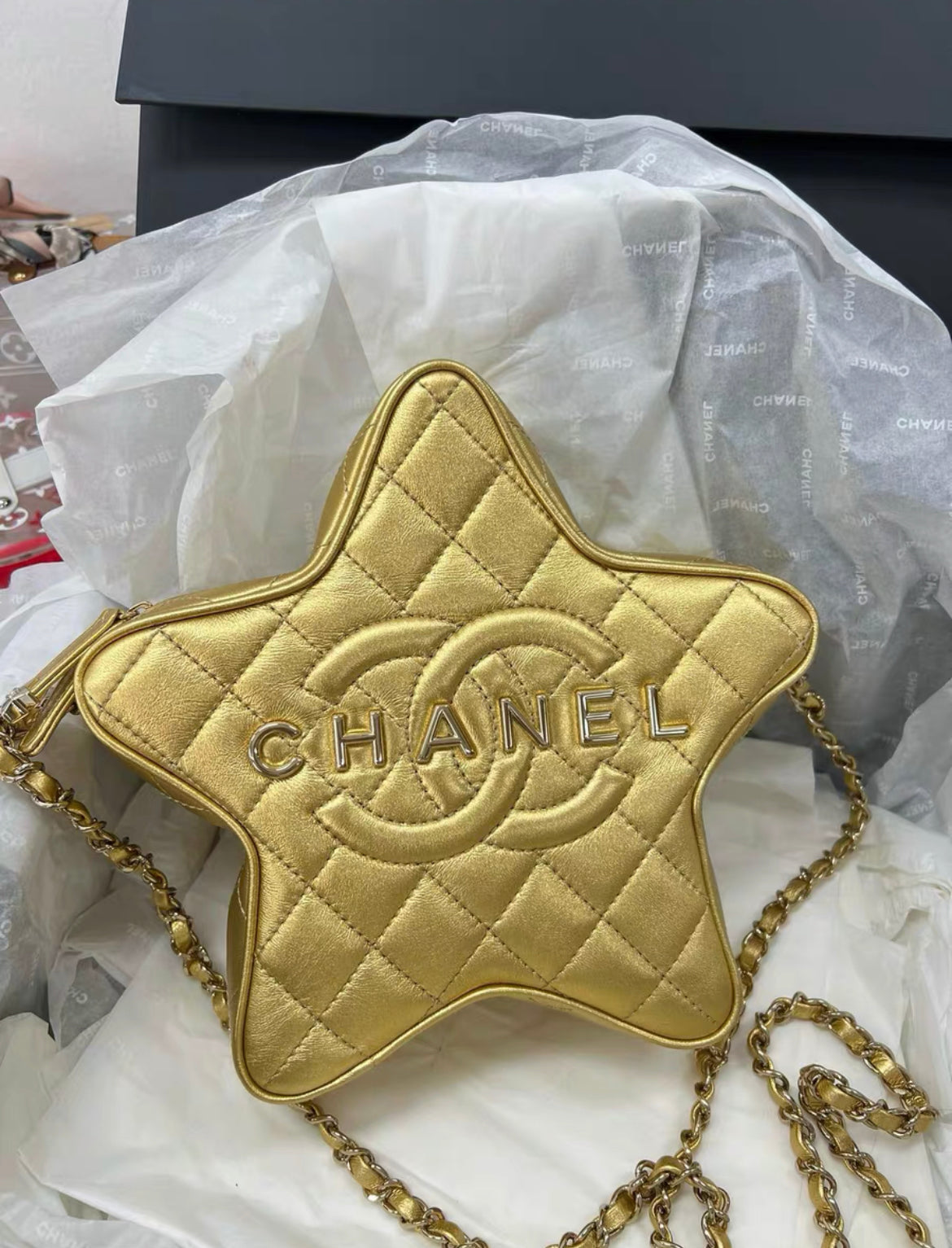 CHANEL 24C STAR BAG LAMBSKIN GOLD GHW