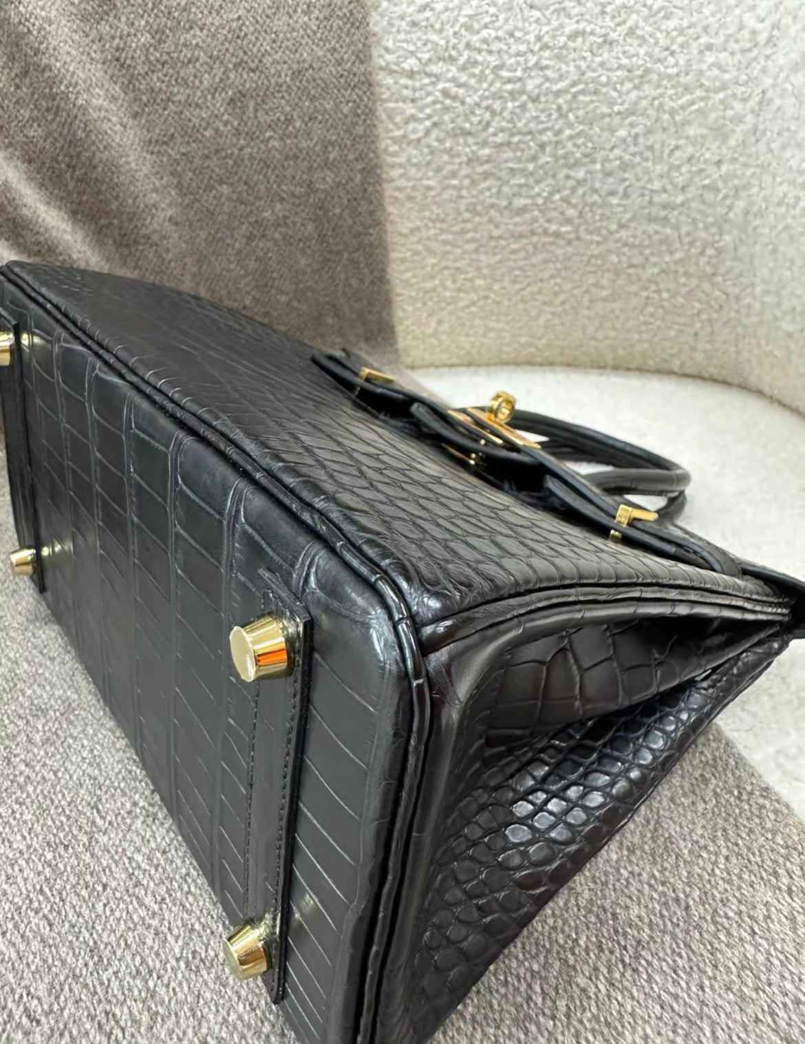 Hermès Birkin 25 Black Matte Crocodile leather Gold Hardware