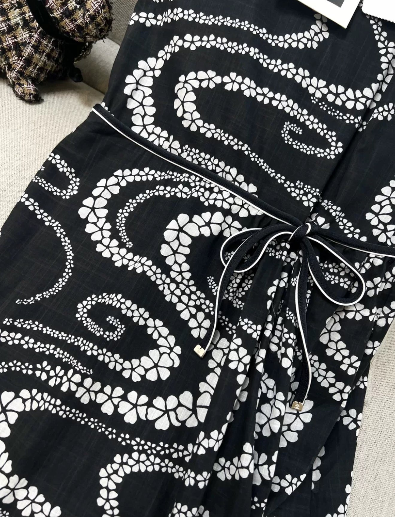 Chanel 25M black and white printed dress