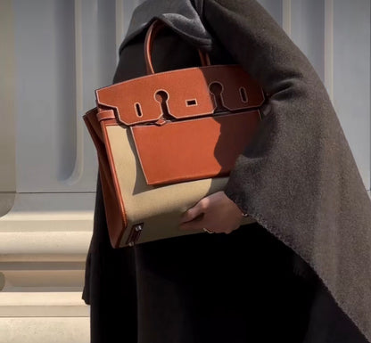 Hermès Birkin 35 A L'Envers Ecru Toile H Canvas and Faubourg Barenia Volupto Palladium Hardware