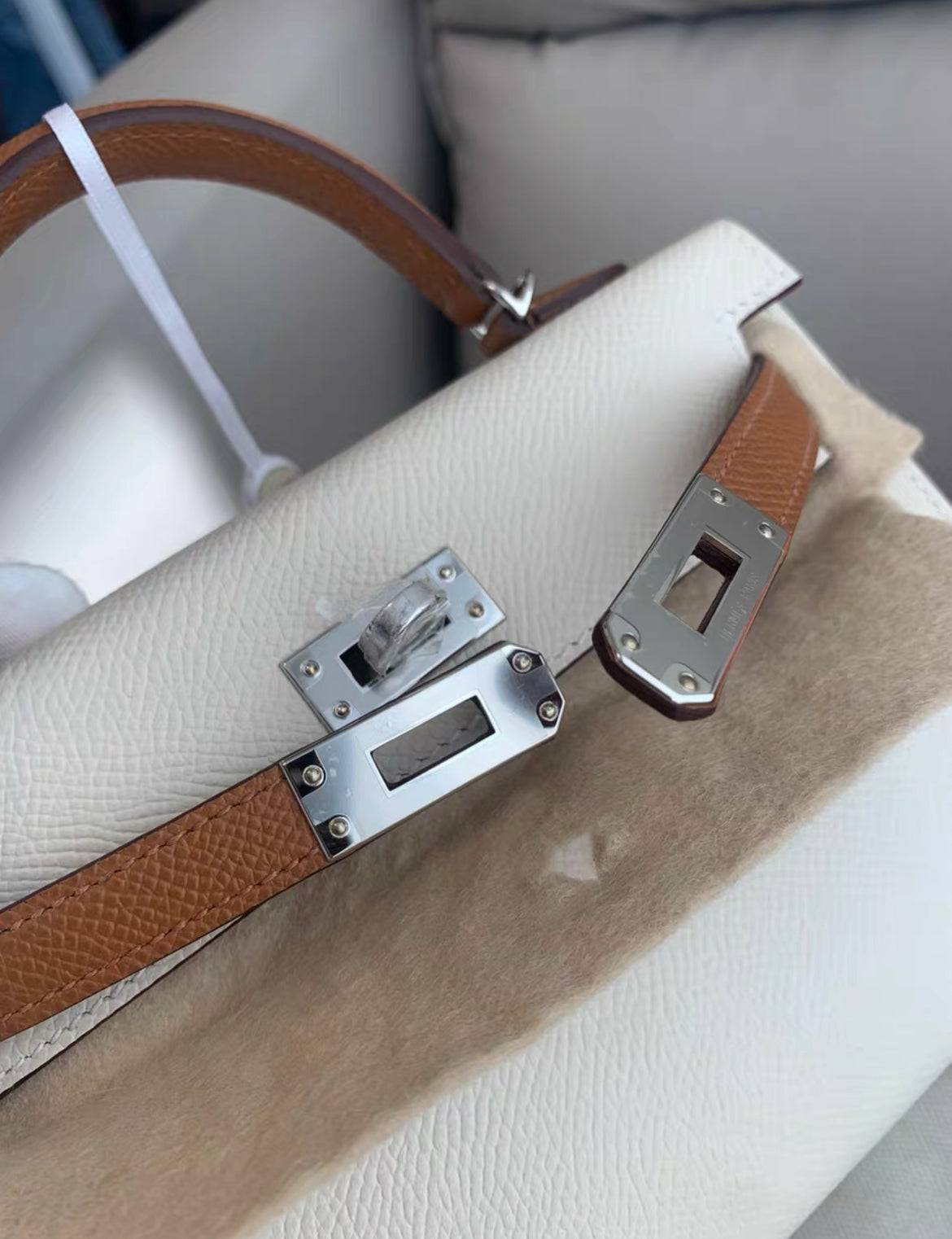 Hermès Mini Kelly 20 Nata and Gold Epsom Leather Palladium Hardware