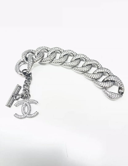 Chanel 22P full diamond double C chain bracelet